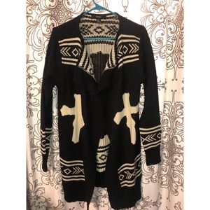 Forever21 cross design long, open cardigan